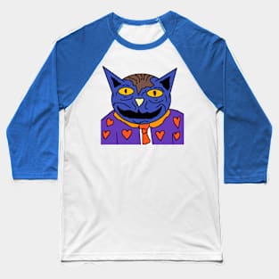 old blue cat with hearts portrait Baseball T-Shirt